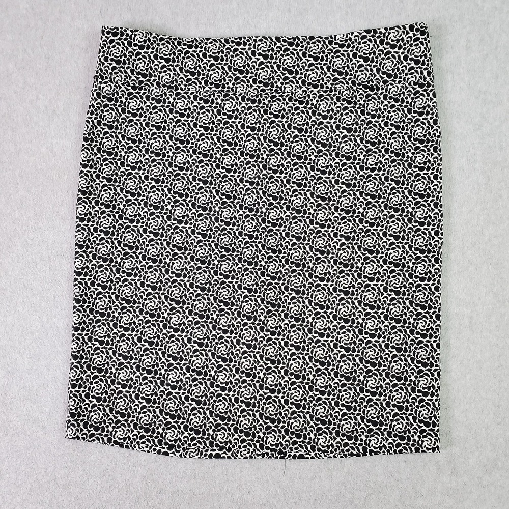 SOHO Apparel Ltd. Skirt Womens XL Black White Floral Knit Pencil Stretch